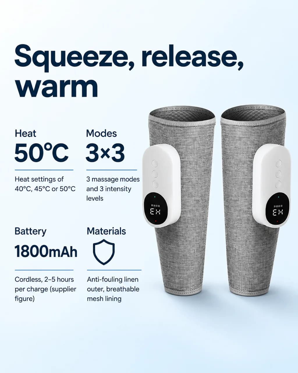 Air Compression Leg Massagers (Pair): key features