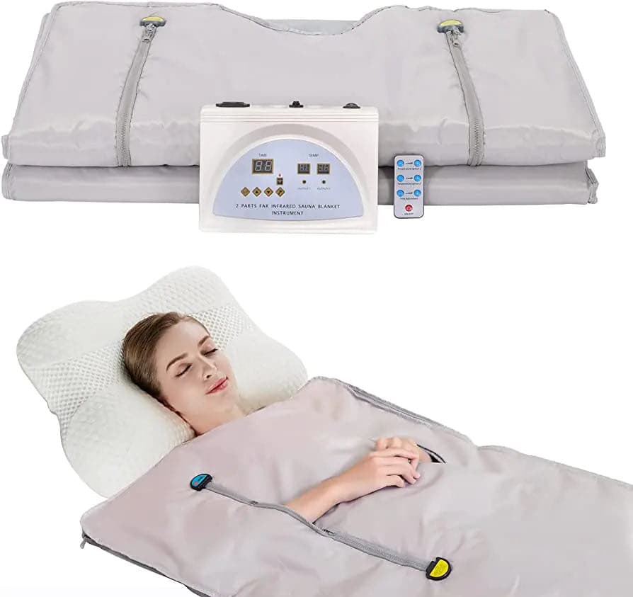 Ember infrared sauna blanket folded with digital controller and remote