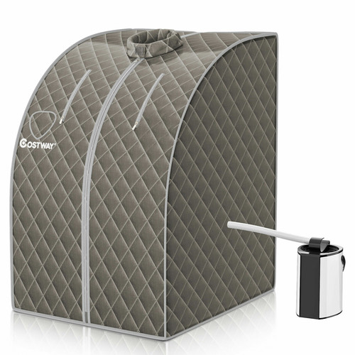 Ember Steam Sauna Pod grey quilted pop-up sauna tent with steam generator unit